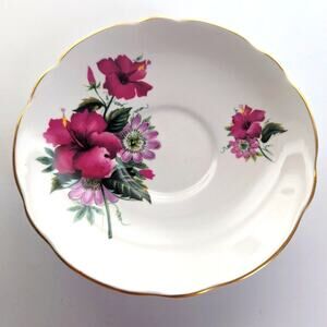 Vintage Regency English Bone China Floral Bouquet Hibiscus Tea Cup Saucer